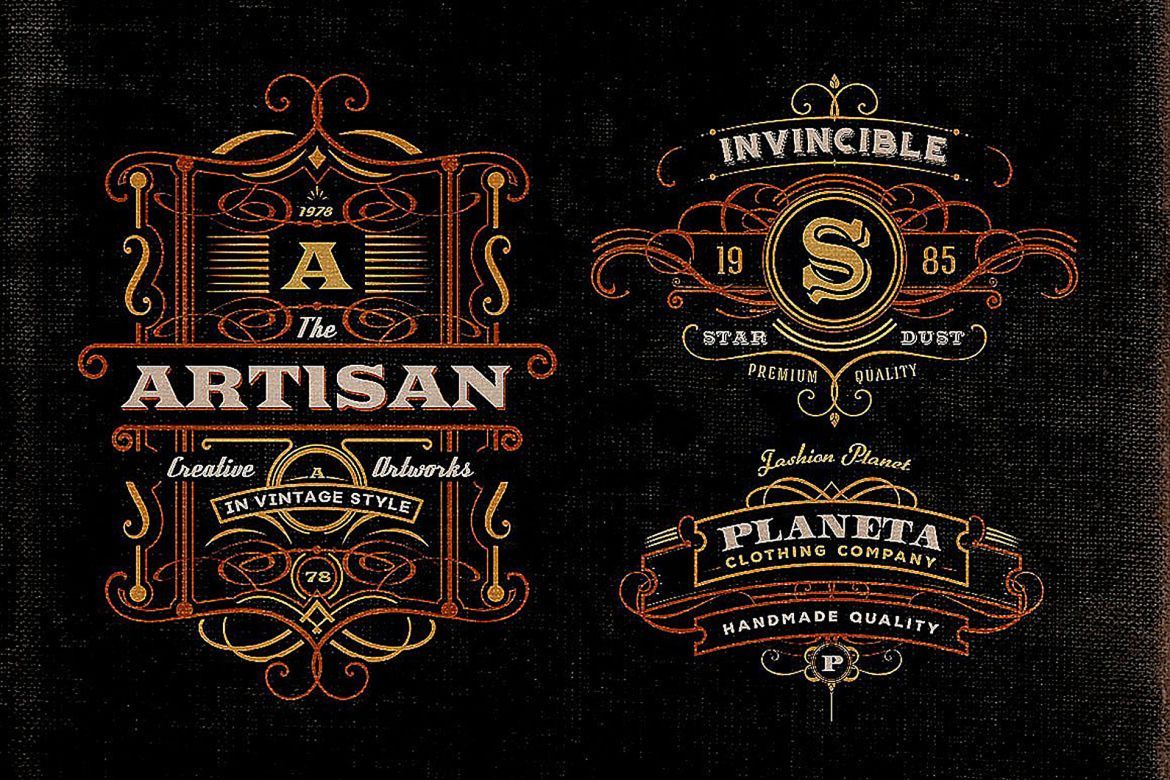 8 Artdeco Style Badges - view 2