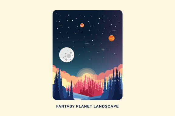 Fantasy Planet Landscape FREE Vector Illustration