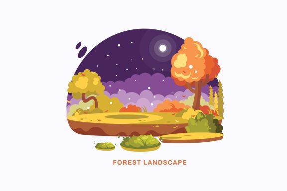 Forest Landscape Vector FREE Illustration