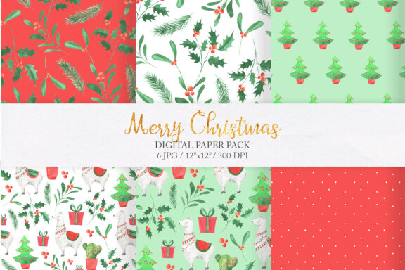 Watercolor Christmas Llama FREE Patterns