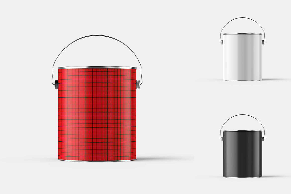 Metallic Glossy Paint Bucket - Free Mockup alternate