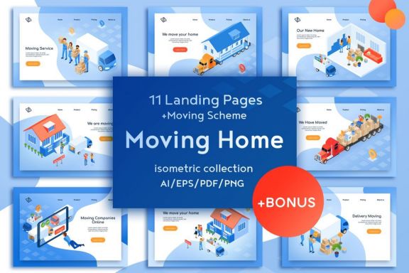 Moving Home Isometric Design