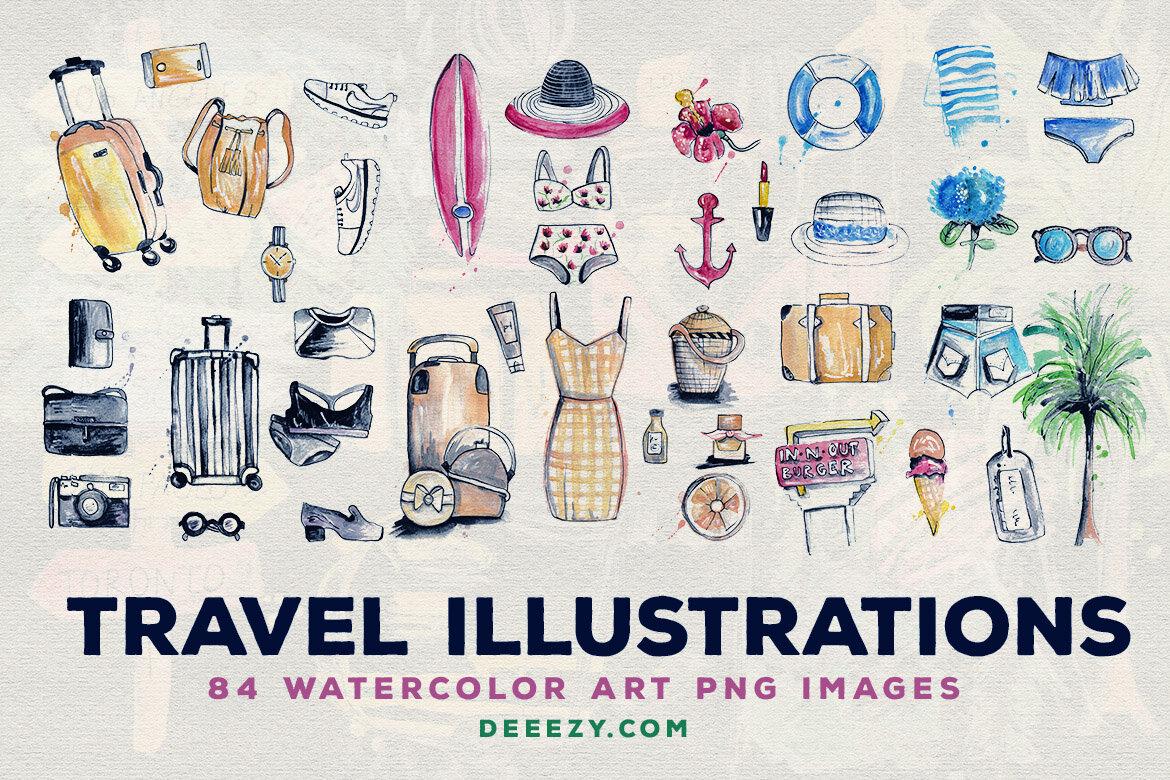 84 Free Travel Watercolor Illustrations - view 2