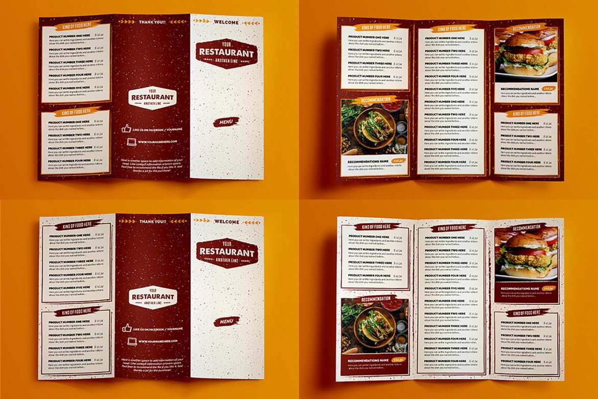 Rustic Food menu Illustrator Template - view 3