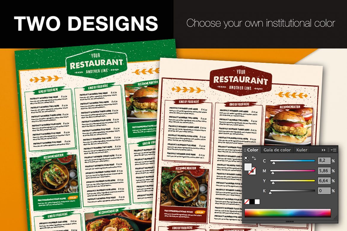 Rustic Food menu Illustrator Template - view 4