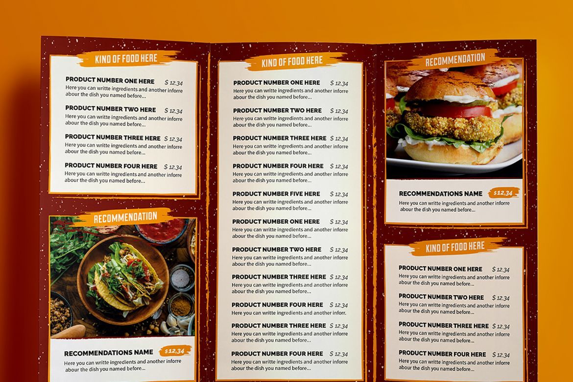 Rustic Food menu Illustrator Template - view 5