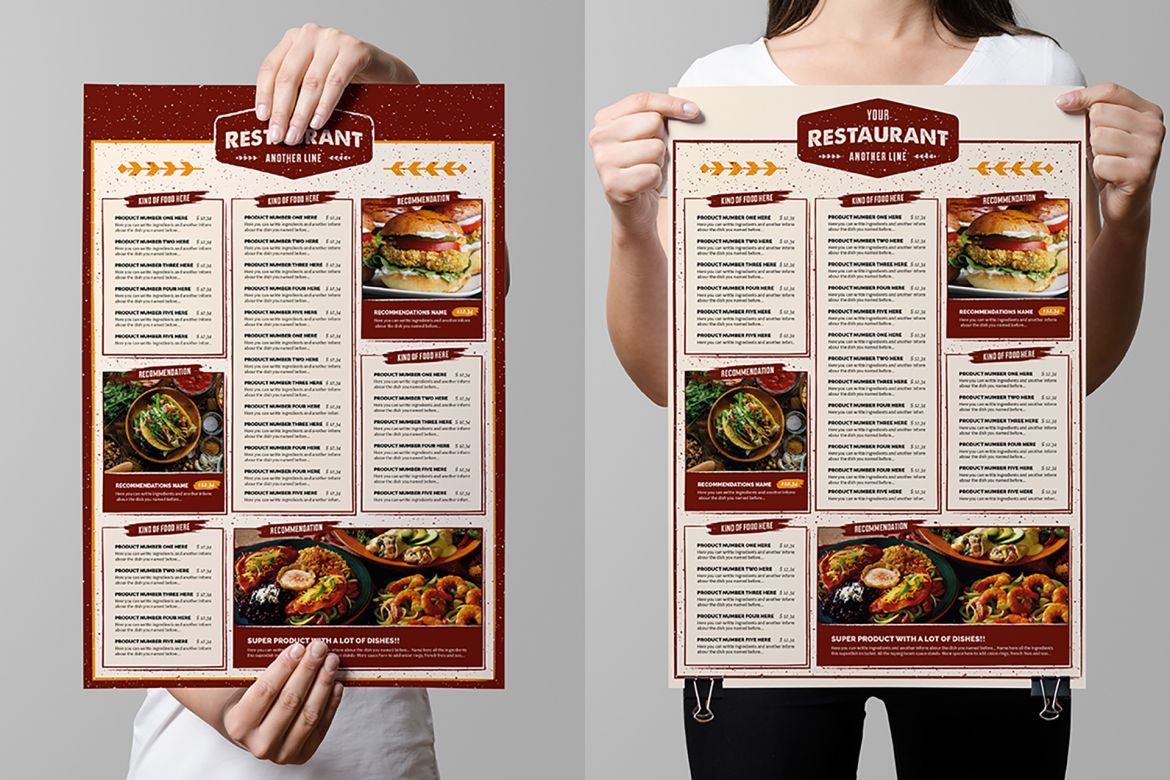 Rustic Food menu Illustrator Template - view 8