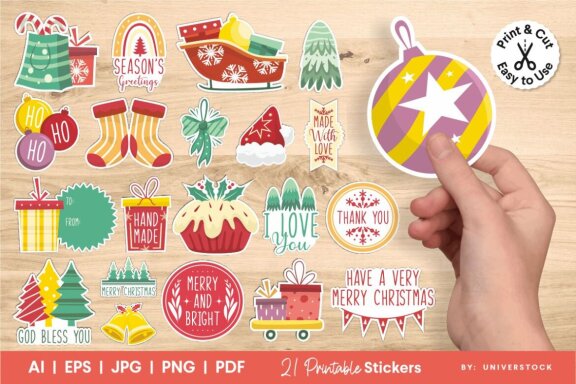 Free Christmas Stickers For Gift And Packaging