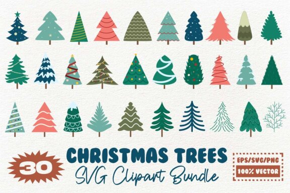 Christmas Trees FREE Clipart Bundle