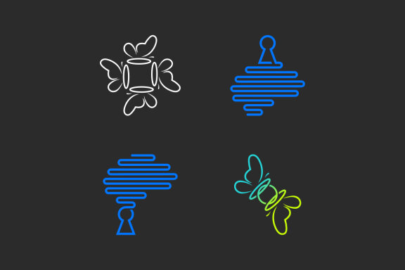 Brain Keyhole Butterfly cycle - Free Logo Shapes