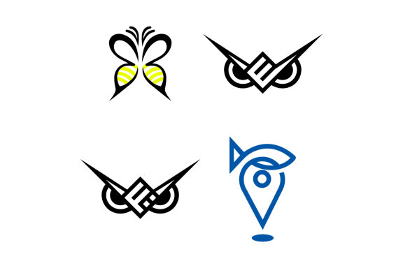 E F owl Butterfly Fish map - Free Logo Shapes