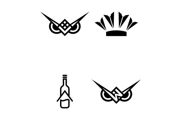 A bottle V W owl Crown - Free Logo Shapes