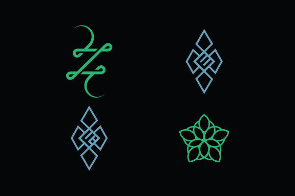 E F cloverleaf 2 Z and pentagon batik - Free Logo Shapes