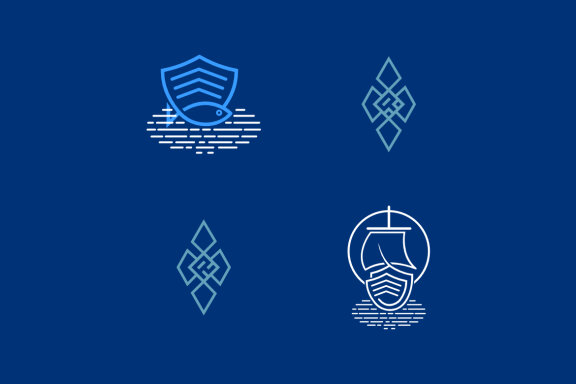 Q R cloverleaf Sea fish protection ship - Free Logo Shapes