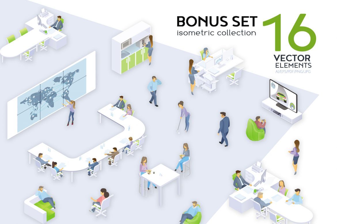 Office Workdays Isometric Design alternate