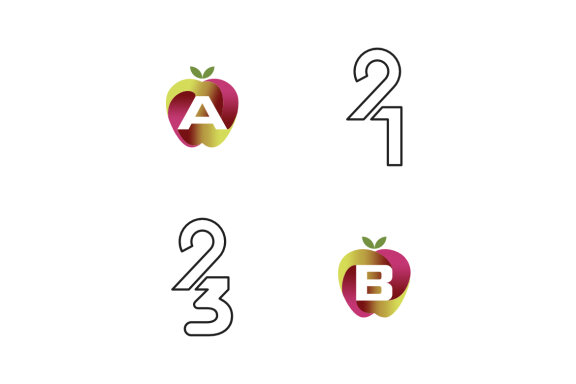 A apple B apple 21 and 23 - Free Logo Shapes