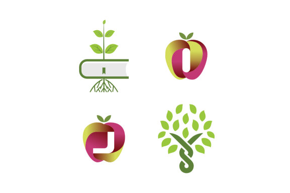 I J Apple Book root S leaves - Free Logo Shapes