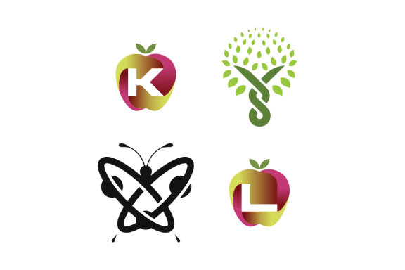 K L Apple Butterfly S leaves - Free Logo Shapes