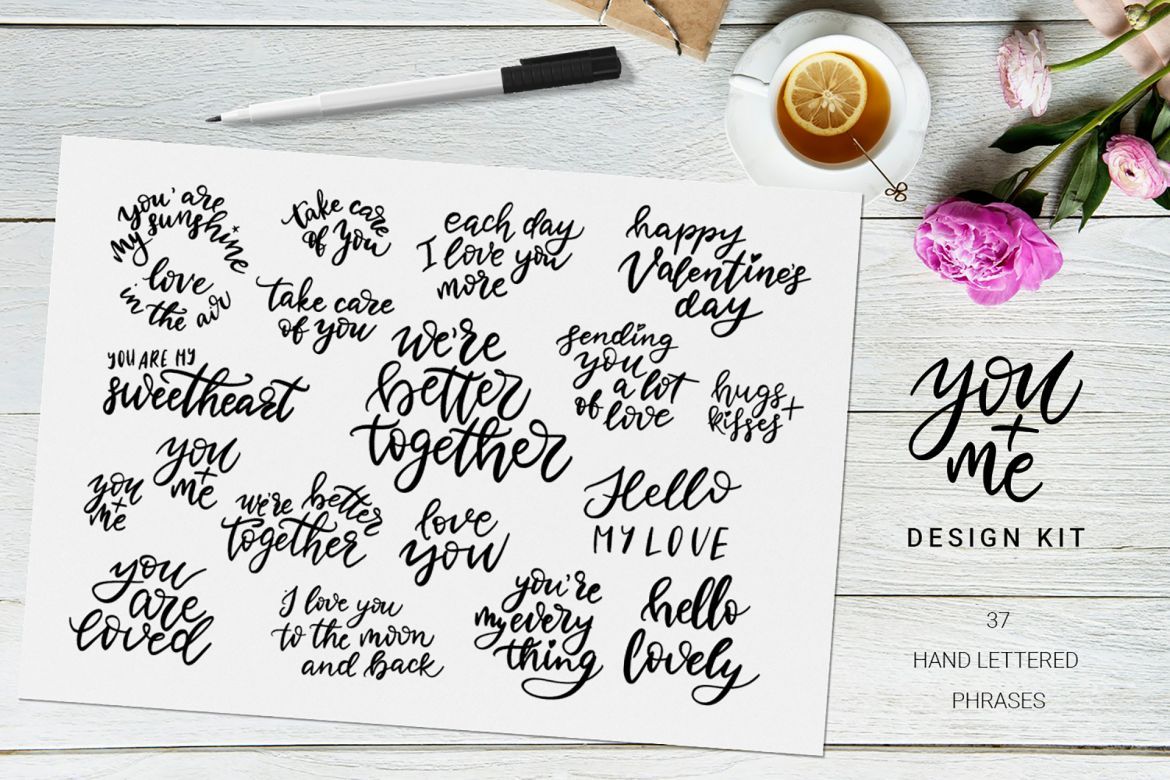 You + Me: hand drawn design kit - view 6