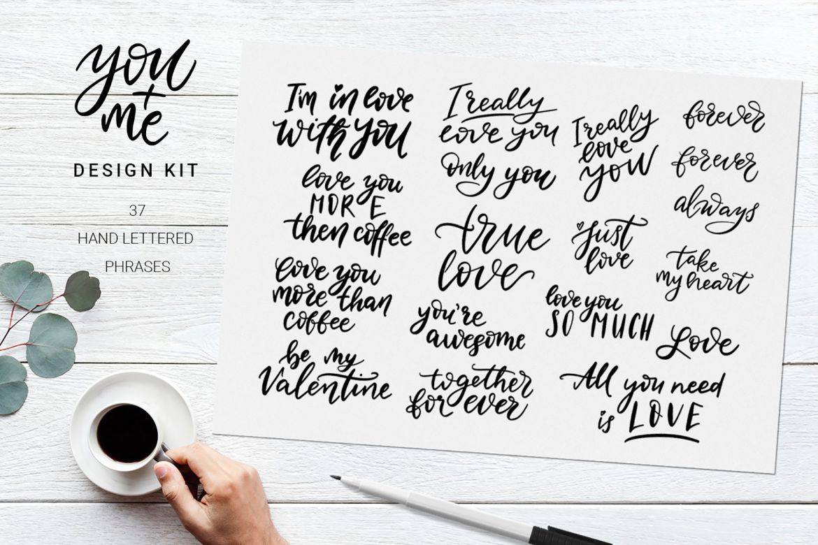 You + Me: hand drawn design kit - view 7
