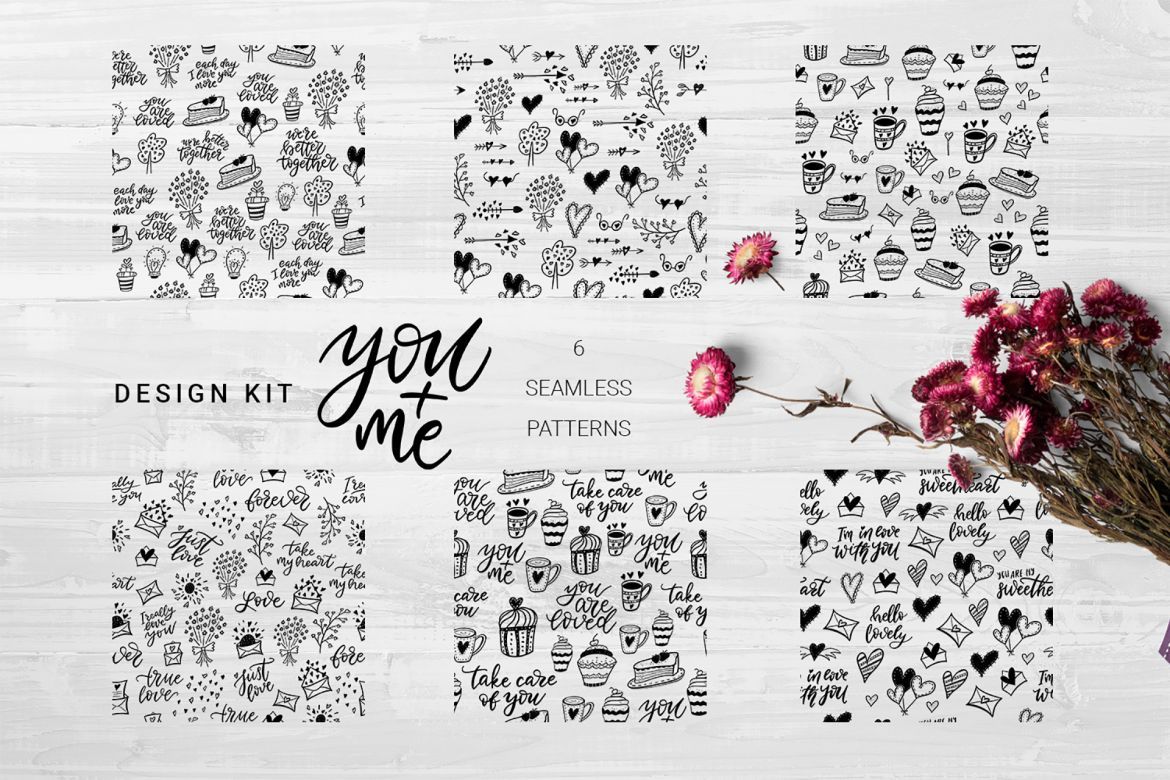You + Me: hand drawn design kit - view 9