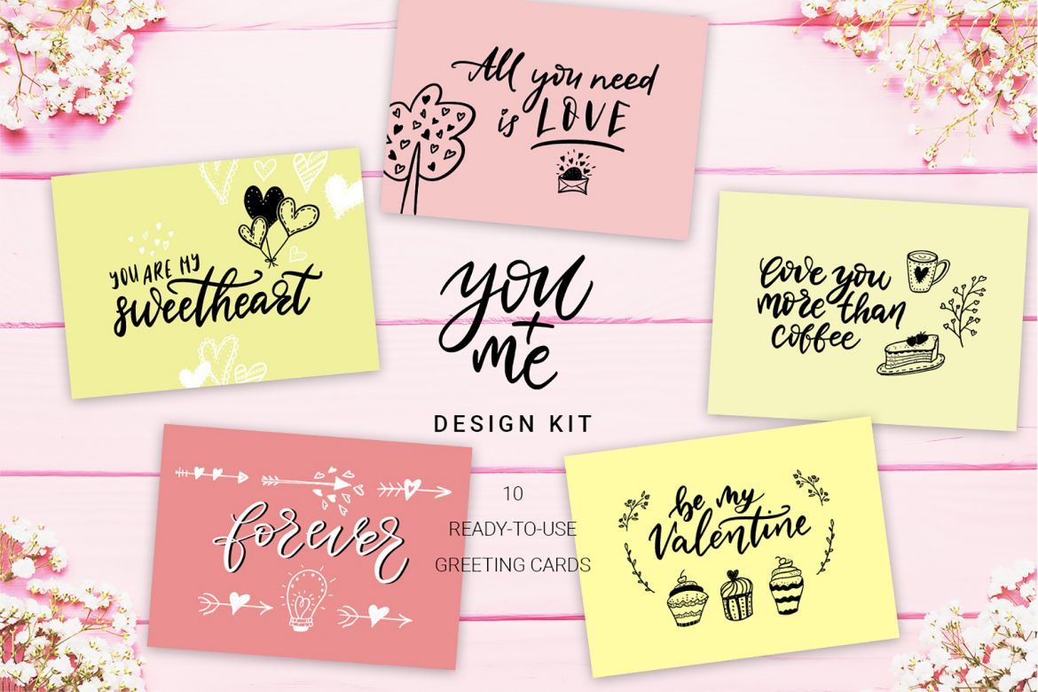You + Me: hand drawn design kit - view 10