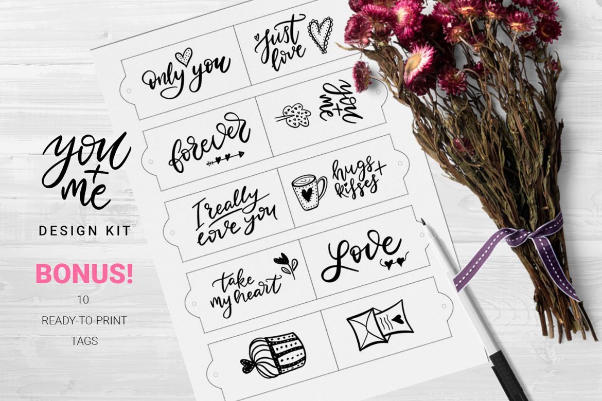 You + Me: hand drawn design kit - view 12