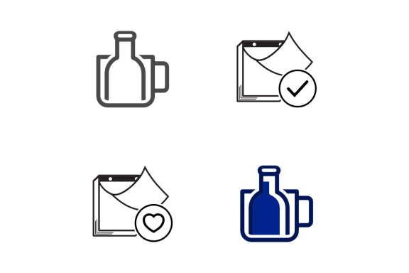 bottle cup calendar love - Free Icons