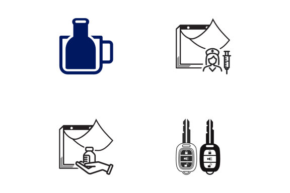 calendar object keys bottle and cup - Free Icons