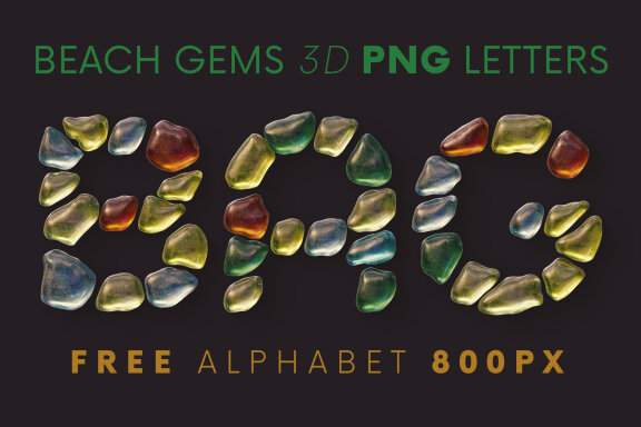 Beach Gems FREE 3D Alphabet