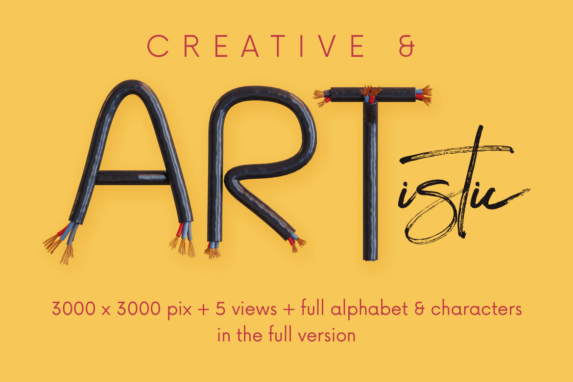 Electric Cable FREE 3D Alphabet - view 3