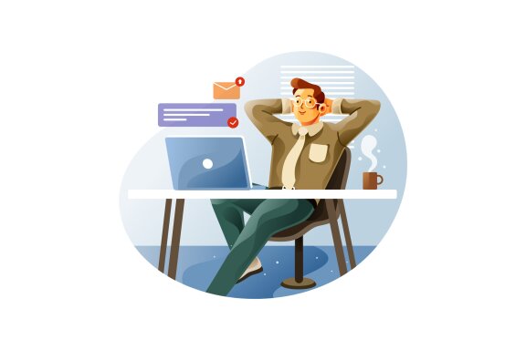 Relaxed in Office - Free Illustration