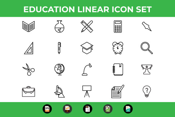 FREE Education Linear Icon Set Vector and SVG