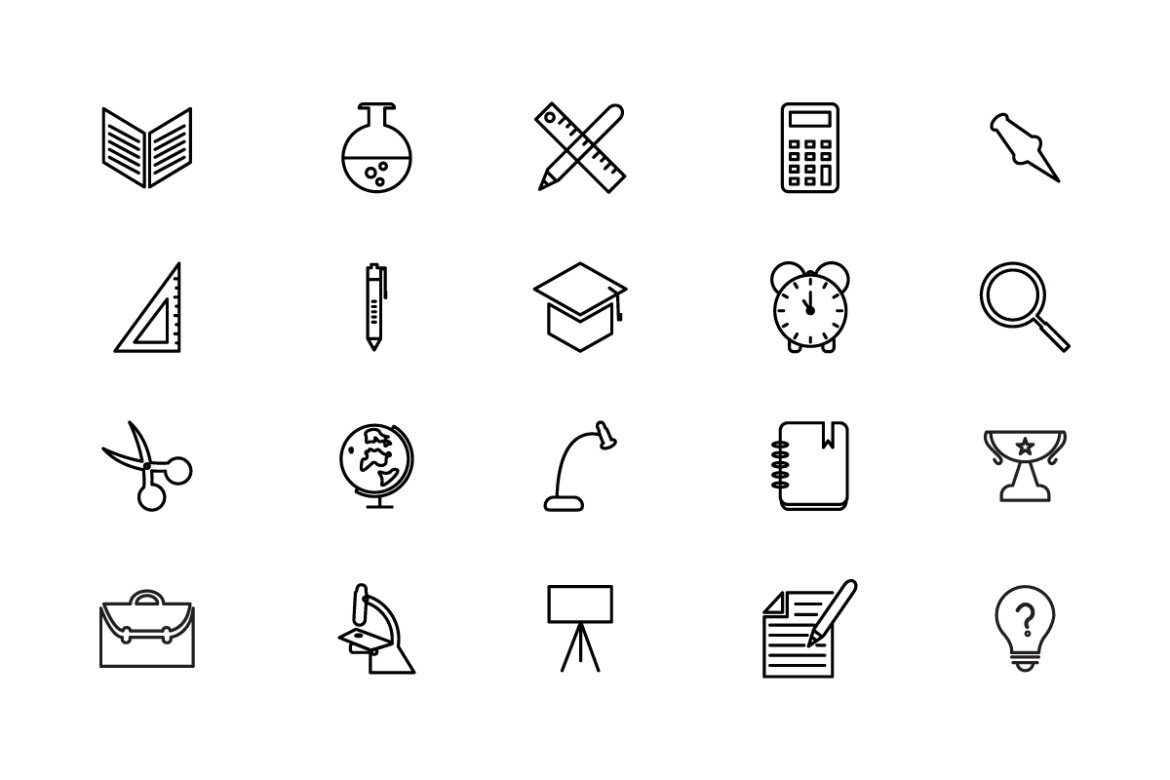 FREE Education Linear Icon Set Vector and SVG alternate