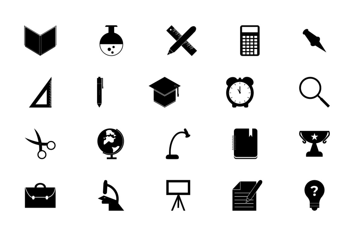 FREE Education Glyph Icon Set Vector and SVG alternate