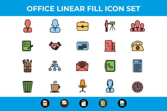 FREE Business and Office Linear Fill Icons Vector and SVG