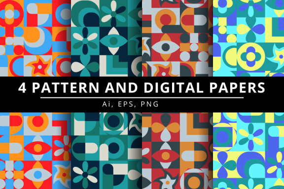 FREE Seamless Geometric Patterns and Digital Paper-01