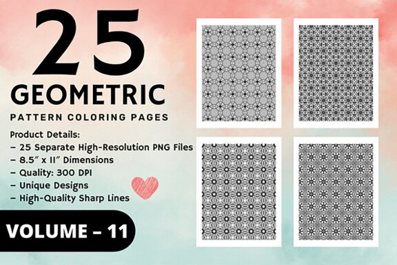 KDP Geometric pattern coloring pages Volume –11