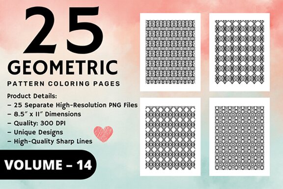 KDP Geometric pattern coloring pages Volume –14