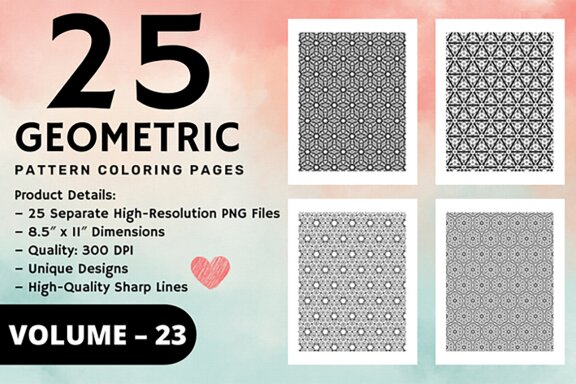 KDP Geometric pattern coloring pages Volume –23