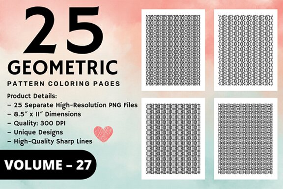 KDP Geometric pattern coloring pages Volume –27