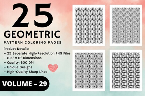 KDP Geometric pattern coloring pages Volume –29