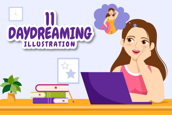 11 People Daydreaming FREE Illustration  