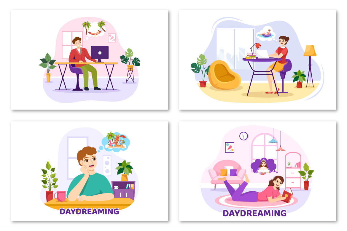 11 People Daydreaming FREE Illustration alternate