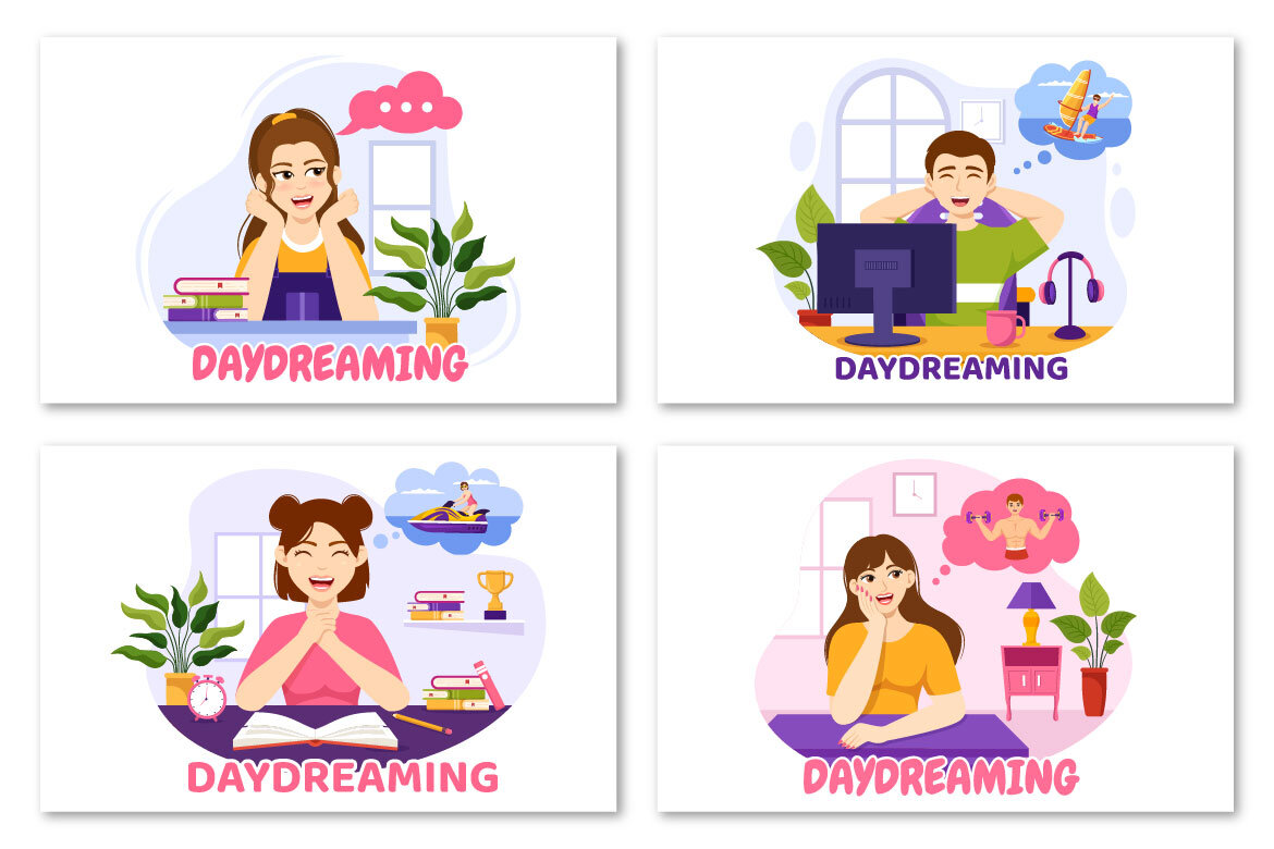 11 People Daydreaming FREE Illustration alternate
