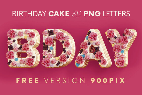 Birthday Cake FREE 3D Alphabet
