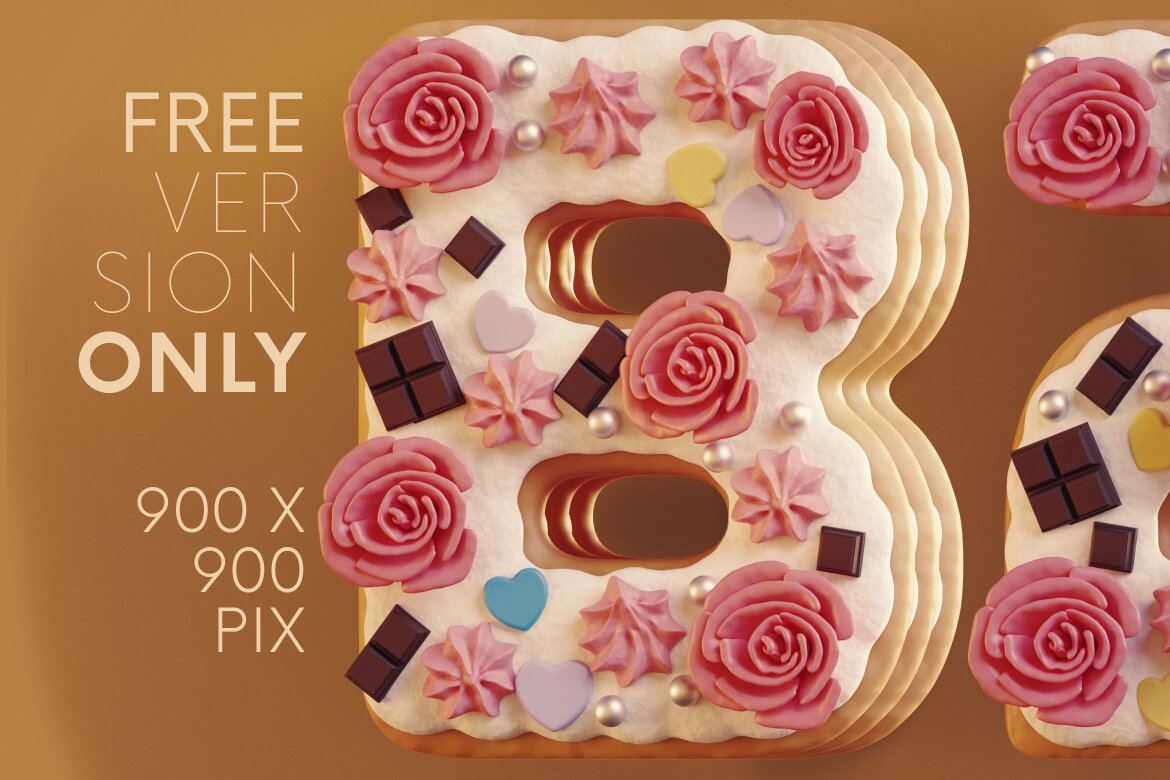 Birthday Cake FREE 3D Alphabet alternate