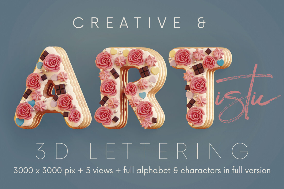 Birthday Cake FREE 3D Alphabet - view 3