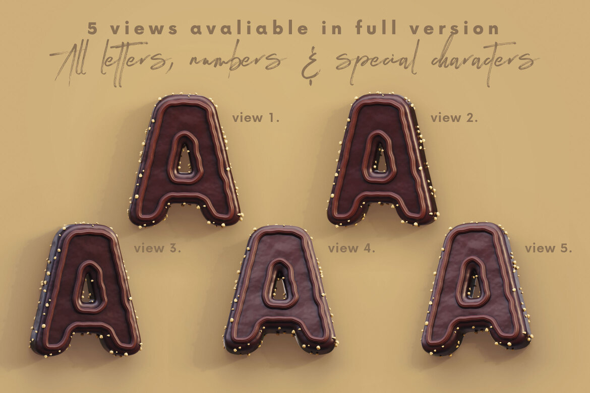 Chocolate Cake FREE 3D Alphabet - view 3