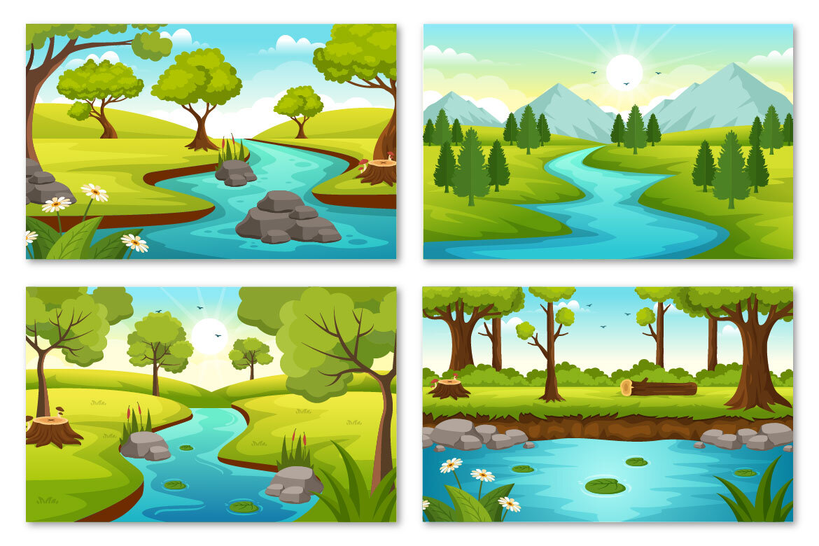 12 River Landscape FREE Illustration - view 3